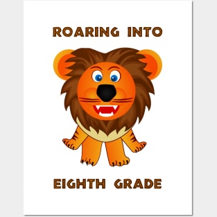 Roaring Into Eighth Grade (Cartoon Lion) Posters and Art